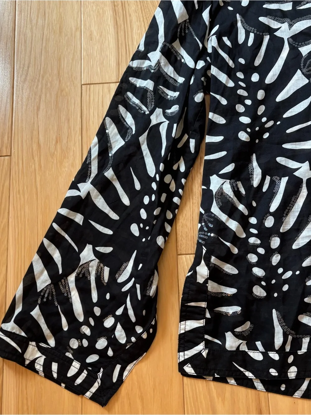 Tory Burch Black White Patterned Sequin Embellished Cotton Swim Coverup
